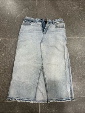 Alexander Wang Light Wash Denim Midi Maxi Skirt Front Slit Size 28